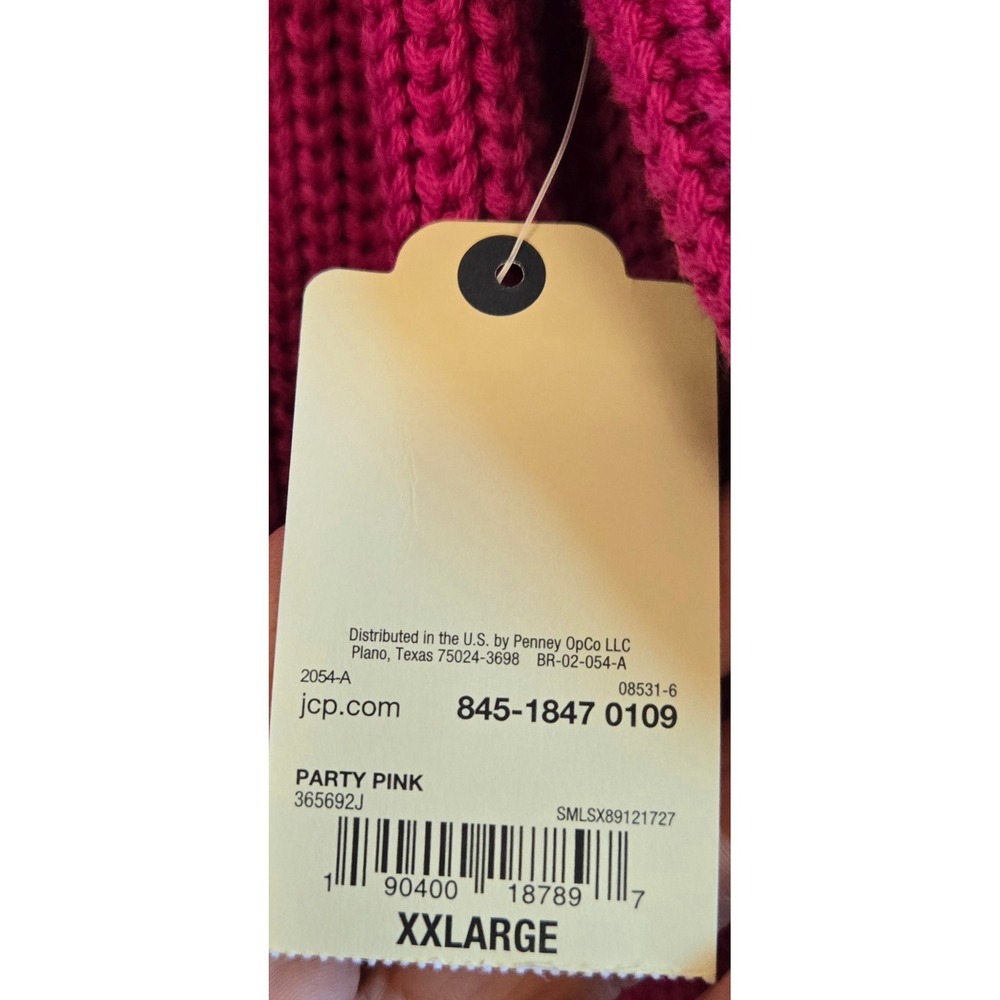 St Johns Bay NWT Fishermans Womens XXL Party Pink Cable Knit Button Side Sweater - Picture 8 of 11